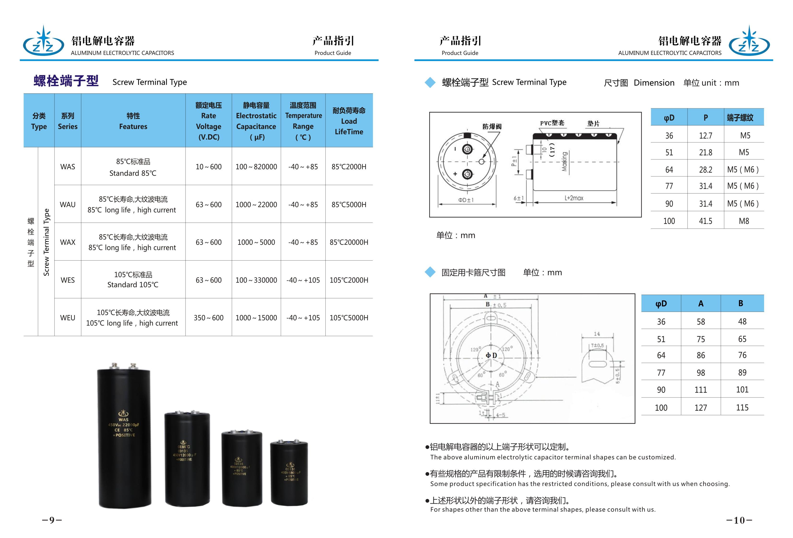 螺栓端子型電容器  Screw Terminal Type Capacitor Series